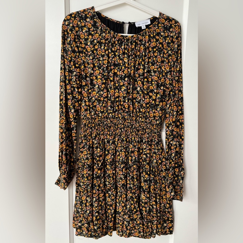 Lost + Wander flowery long sleeves mini dress